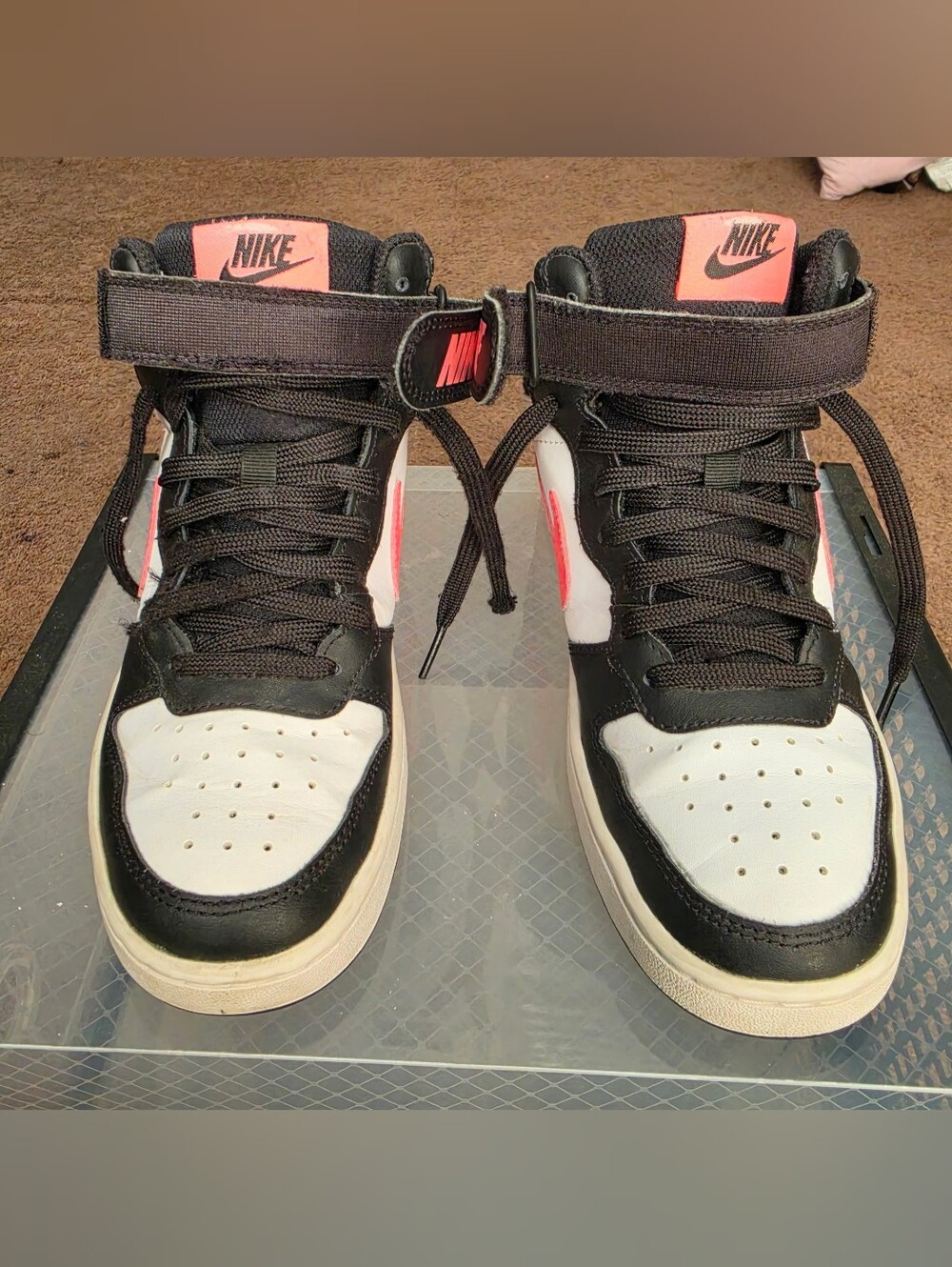 Nike Dunks, 5.5Y Black White Pink Accent
